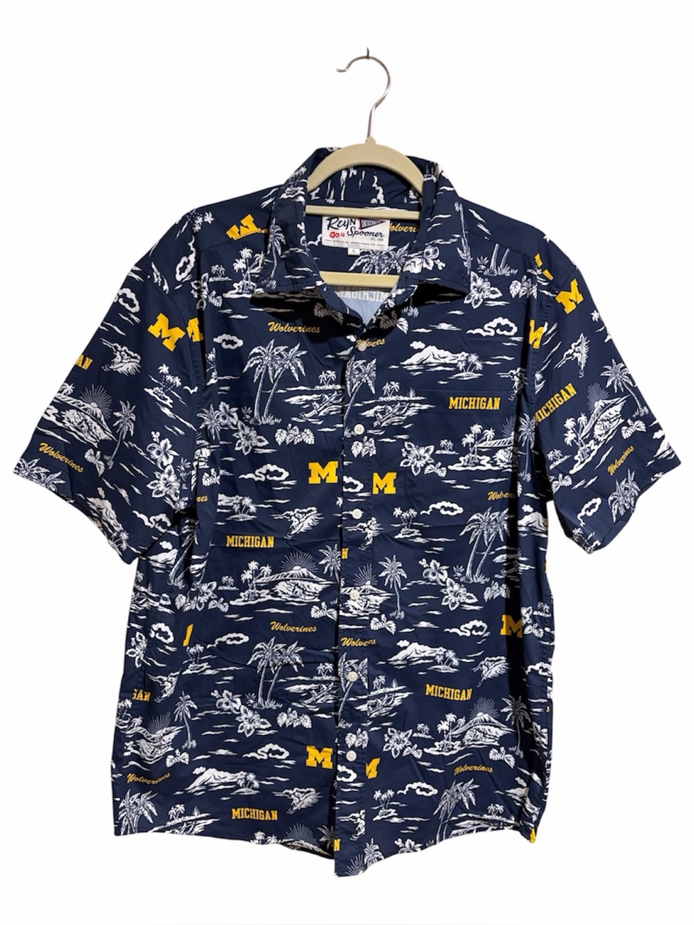 Reyn Spooner Men's University of Michigan Wolverines Hawaiian Shirt Size Large
